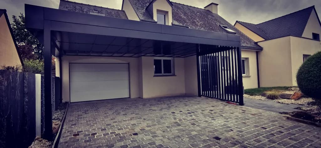 Carport acier & portail à lames